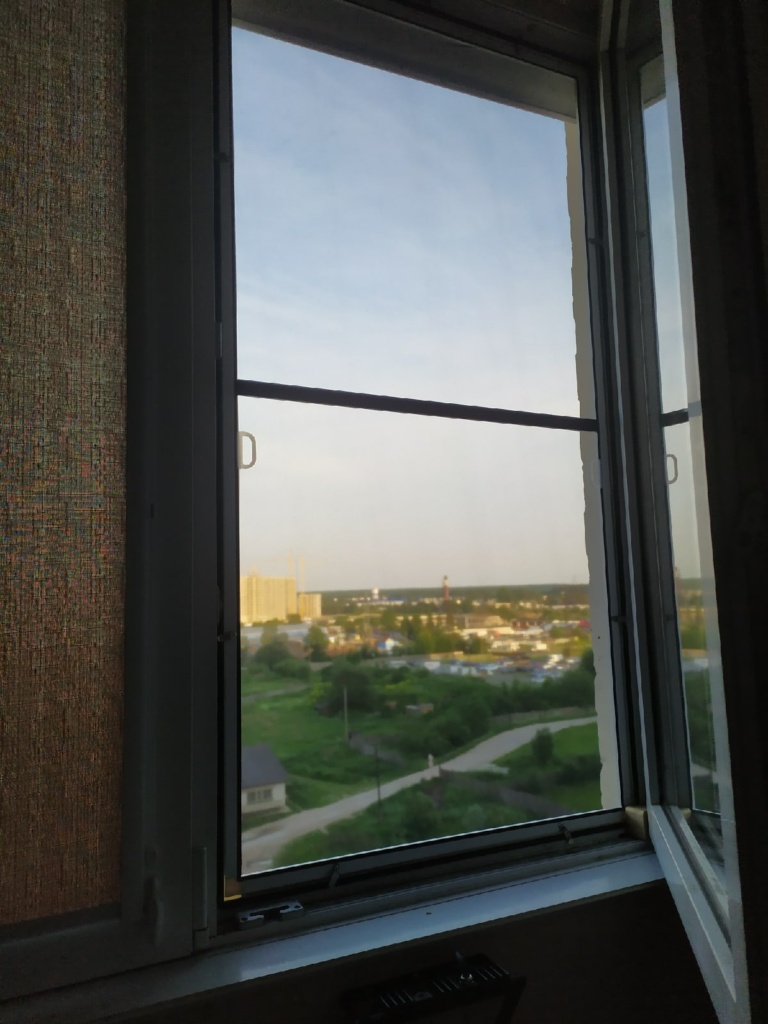 Вид из окна ПОСЛЕ установки москитки "Антипыль"